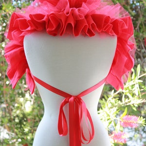 Red Gauze and Tulle Collar Convertible Neck Ruff, Statement Collar, or Bolero Gothic Aesthetic Victorian Collars image 5