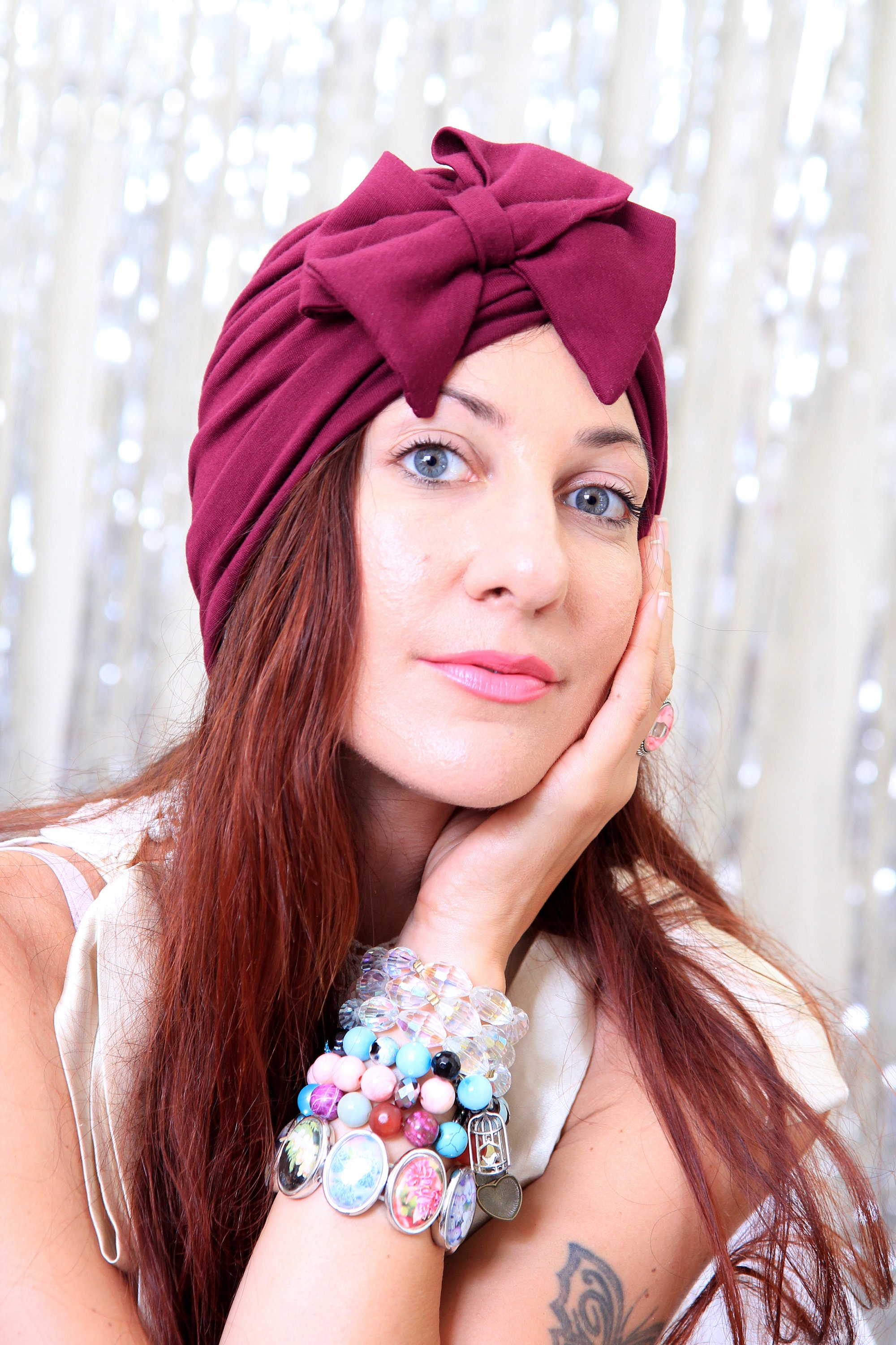 Burgundy Turban Headwrap With Bow Women's Fashion - Etsy Canada