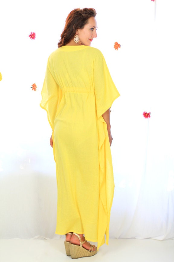 Yellow Caftan Maxi Dress Beach Cover Up Long Kaftan in Etsy