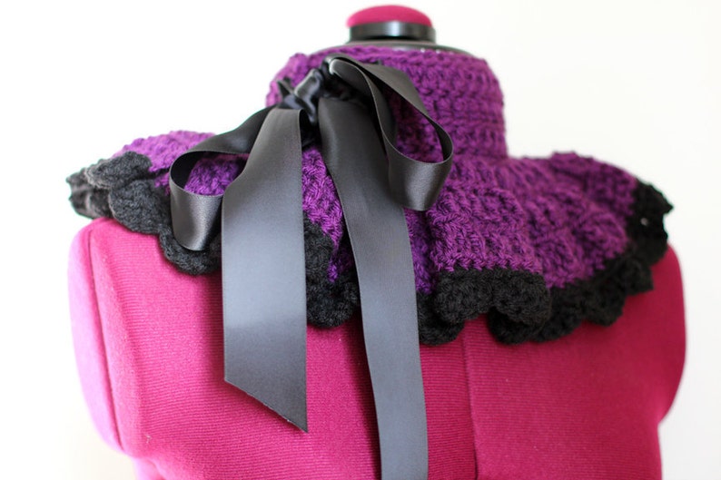 Neck Warmer Victorian Style Fashion Collar in Plum and Black Lots of Colors image 1