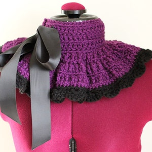 Neck Warmer Victorian Style Fashion Collar in Plum and Black Lots of Colors image 2