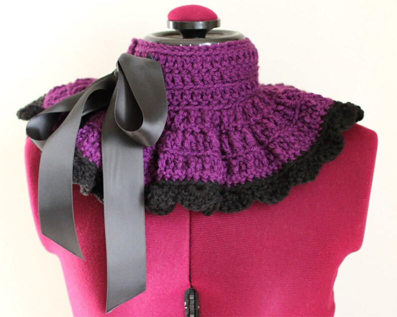 Neck Warmer Victorian Style Fashion Collar in Plum and Black Lots of Colors image 2