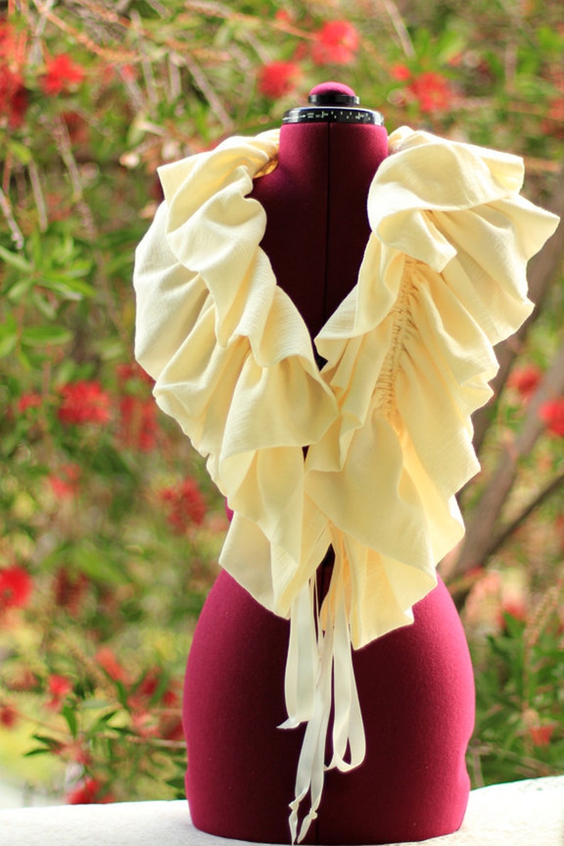 Ruffle Scarf Cream Cotton Gauze Cowl Victorian Fashion Collar image 1