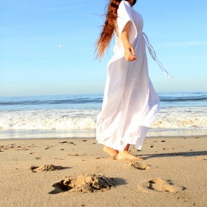 Linen Maxi Dress Caftan in White, Ivory, or Black Long Kaftan image 7