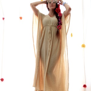 Caftan Maxi Dress Beach Cover Up Kaftan in Natural Cotton Gauze Lots of Colors image 3