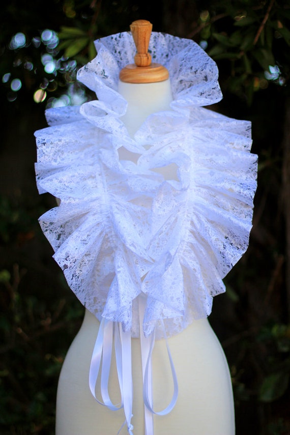 White Lace Collar - Fashion Neck Ruff for Burlesque or Elizabethan