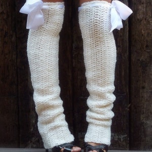 Thigh High Leg Warmers - Soft White - Long Leg Warmers - Over the Knee Leg Warmers - Winter Leggings