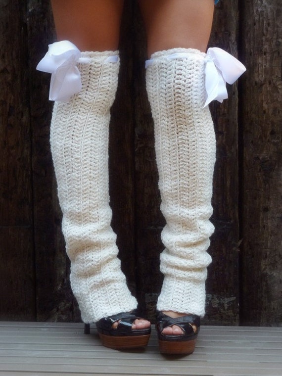 Thigh High Leg Warmers Soft White Long Leg Warmers Over the Knee