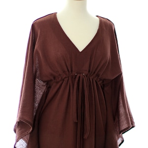 Kaftan Maxi Dress - Beach Cover Up - Caftan in Brown Cotton Gauze - 20 Colors