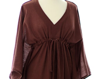 Kaftan Maxi Dress - Beach Cover Up - Caftan in Brown Cotton Gauze - 20 Colors