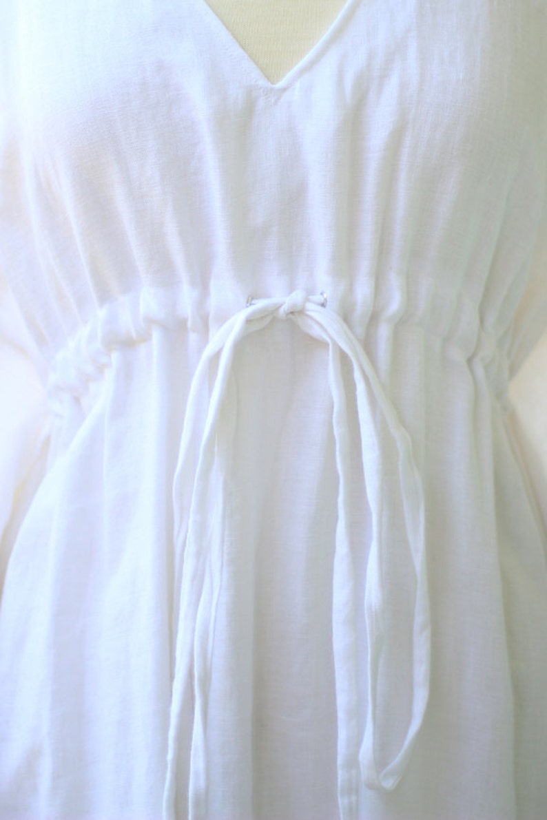 Linen Maxi Dress Caftan in White, Ivory, or Black Long Kaftan image 10