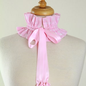 Cottagecore Pink and White Polka Dot Collar Victorian or Edwardian Style Choker or Neck Ruff image 3