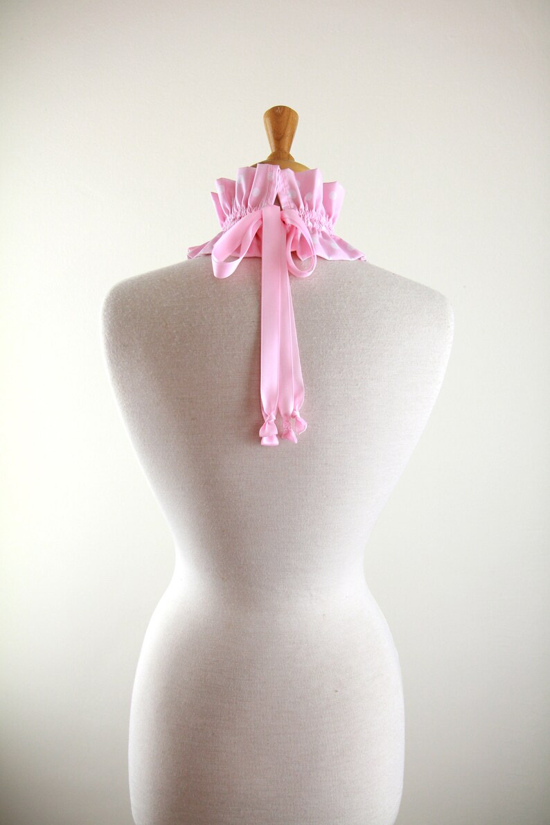 Cottagecore Pink and White Polka Dot Collar Victorian or Edwardian Style Choker or Neck Ruff image 10