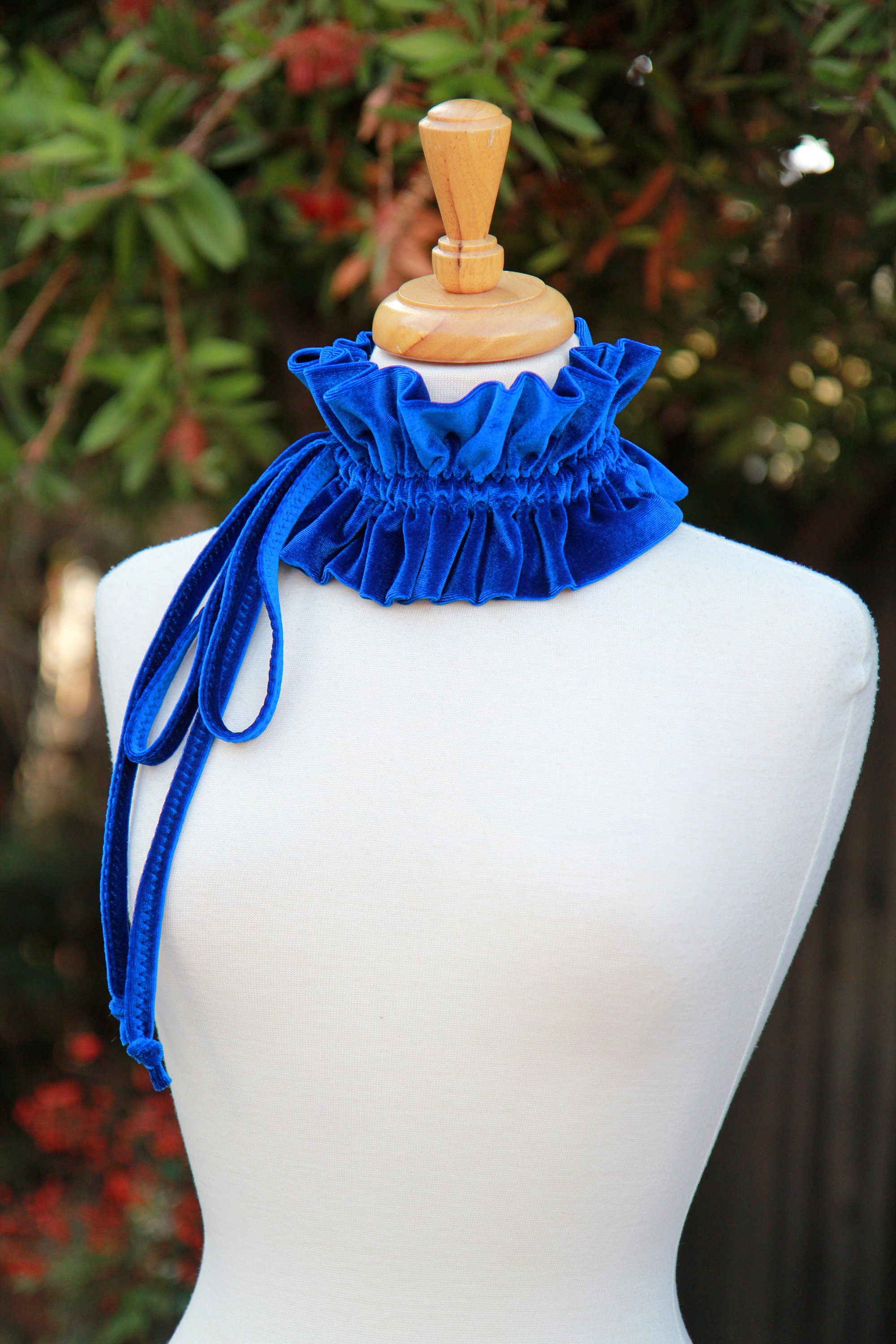 Royal Neck Ruff Royal Blue Velvet Collar or Neck Ruff - Victorian Style Choker Collar ...