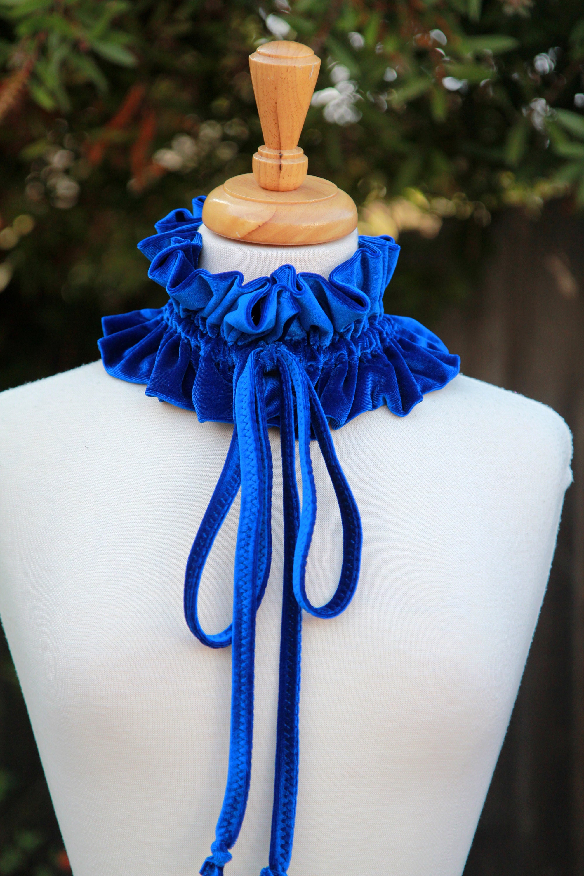 Royal Neck Ruff Royal Blue Velvet Collar or Neck Ruff - Victorian Style Choker Collar ...