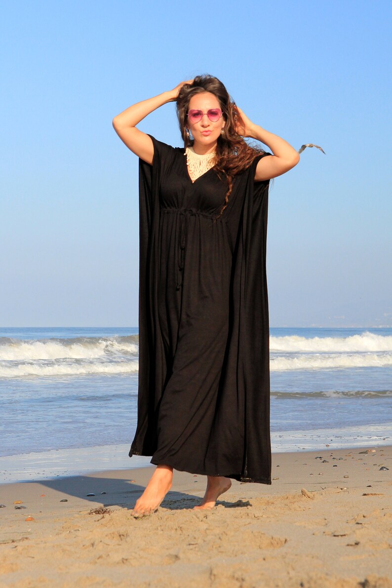 Black Kaftan Maxi Dress in Jersey Knit Wicca or Witchcraft | Etsy