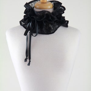 Regency Ruff Victorian Collar in Black Lace - Edwardian, Regency, or Elizabethan ...