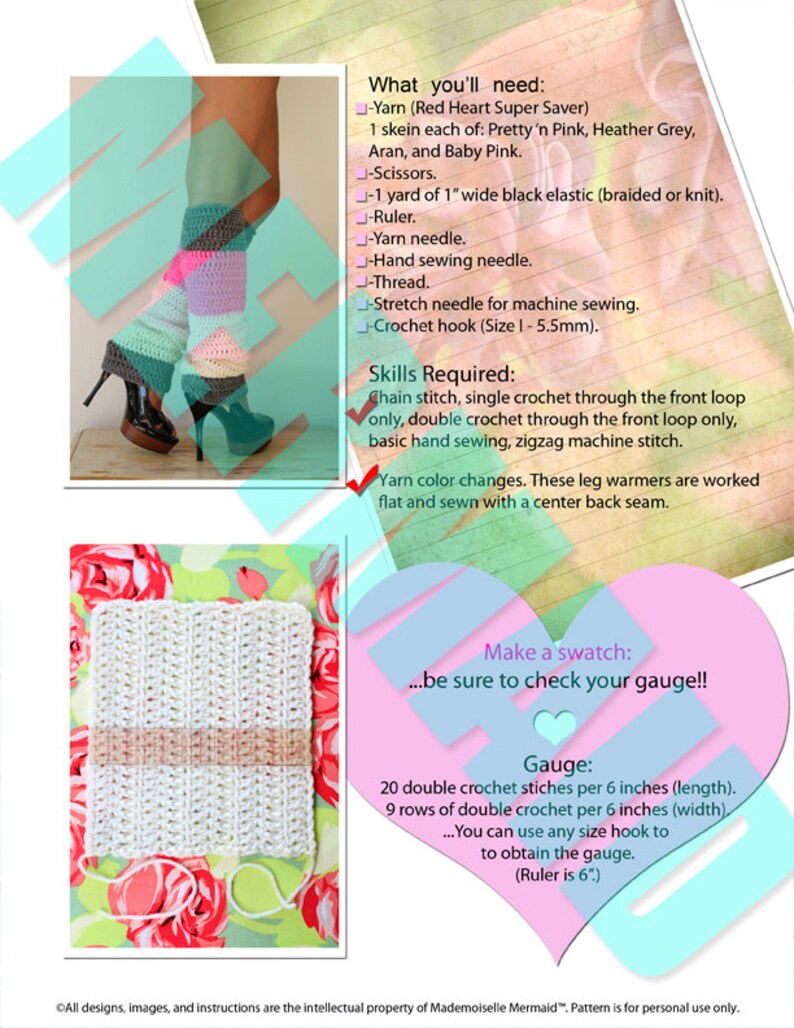 Color Block Leg Warmers Pattern Crochet Pattern Easy image 2