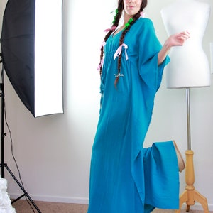 Teal Kaftan Maxi Dress Cotton Gauze Beach Cover Up Women's Maxi Caftan Dresses Lots of Colors image 5