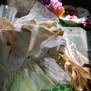 Victorian Collar in Champagne and White Glitter Tulle Shoulder Ruffle, Bolero, or Shrug Lots of Colors image 9