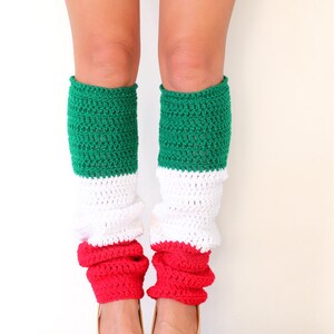 Leg Warmers in Red, White, and Green Mexico or Italy Flag Leggings Christmas Legwear image 3