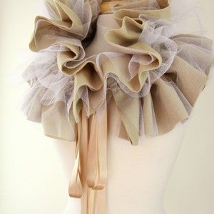 Victorian Collar in Champagne and White Glitter Tulle Shoulder Ruffle, Bolero, or Shrug Lots of Colors image 5