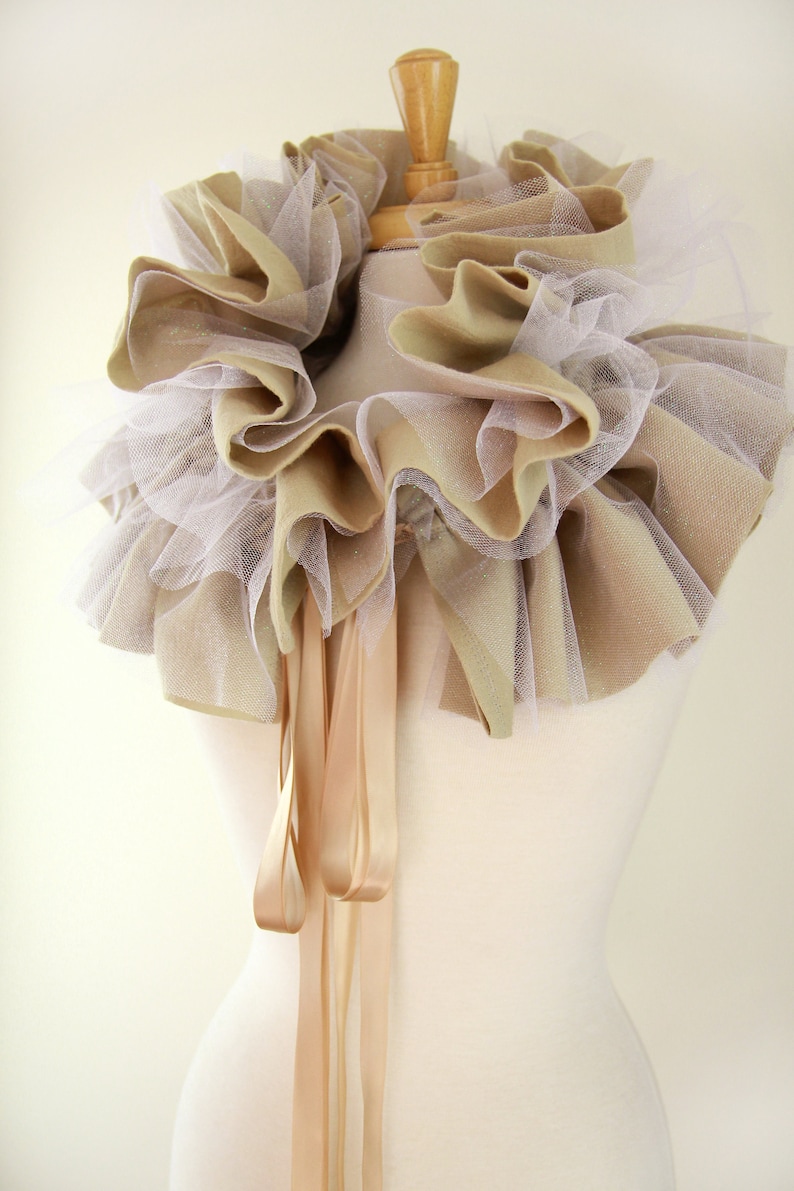 Victorian Collar in Champagne and White Glitter Tulle Shoulder Ruffle, Bolero, or Shrug Lots of Colors image 5