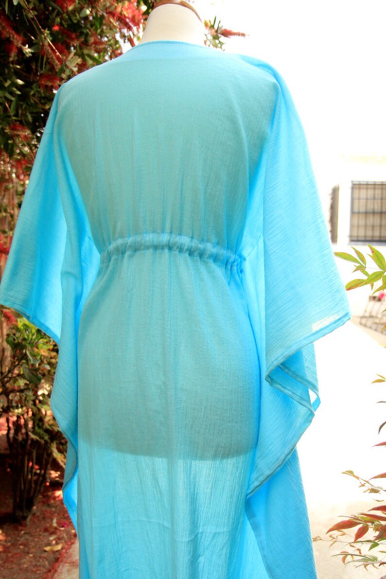 Caftan Maxi Dress Beach Cover Up Kaftan in Light Blue Cotton Etsy
