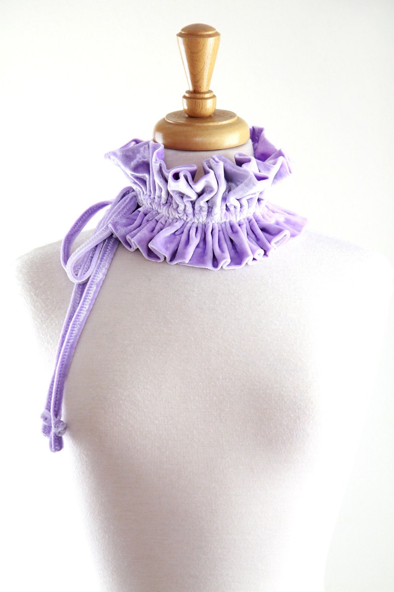 Lilac Lavender Crushed Velvet Collar Victorian Style Choker Collar, Neck Ruff, or Neck Frill Cottagecore Accessories Lots of Colors image 1