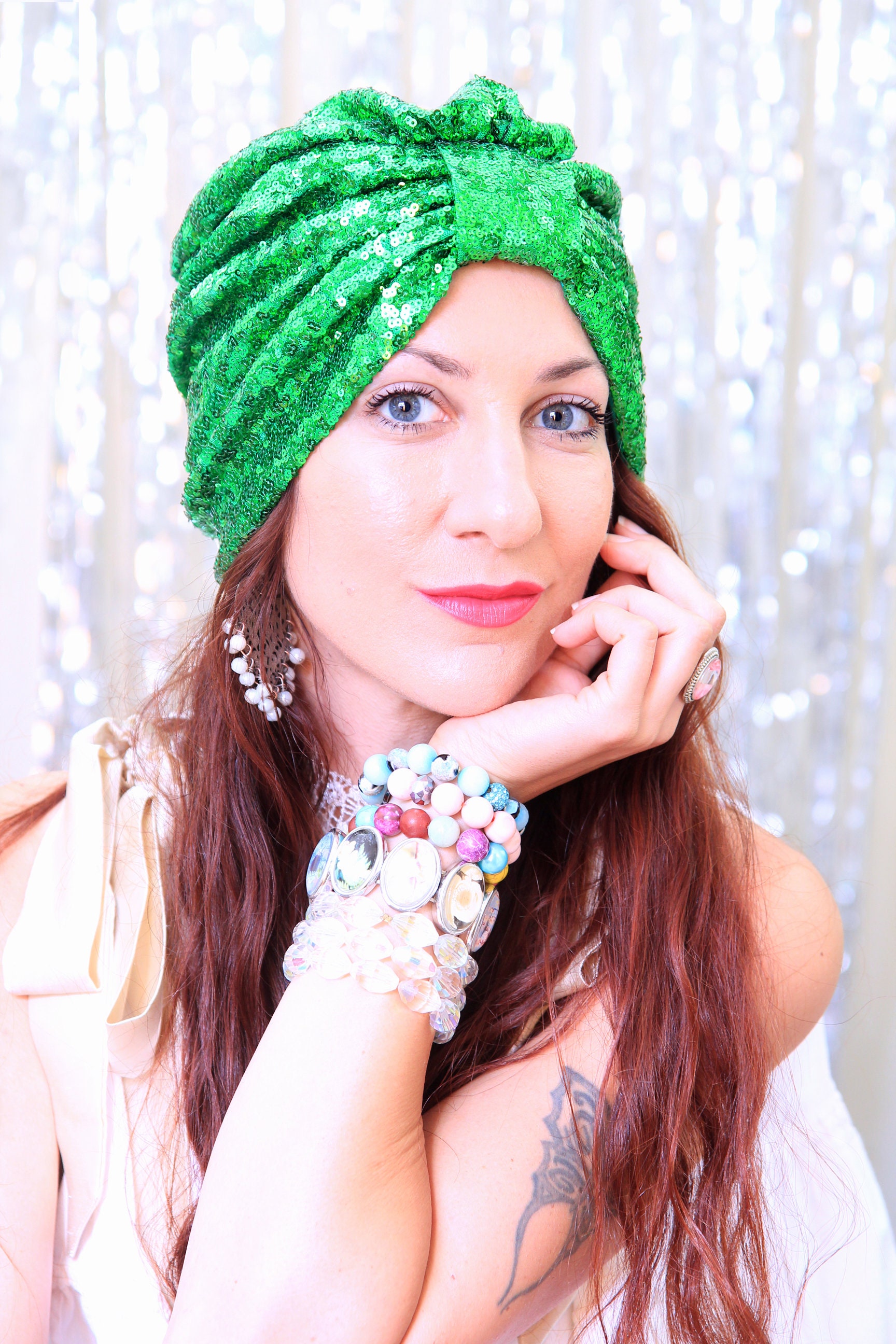 Green Sequin Turban - St. Patrick