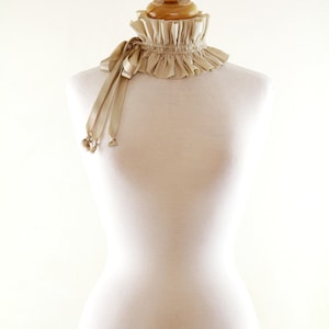 Cottagecore Victorian Collar in Champagne Beige Cotton Lawn Edwardian Choker Elizabethan Neck Ruff Cosplay Neck Ruffle Many Colors image 5