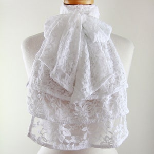 Jabot Collar in White, Ivory, or Black Lace Edwardian, Victorian, or Baroque Style Neck Frill Bib Fashion Collars image 2