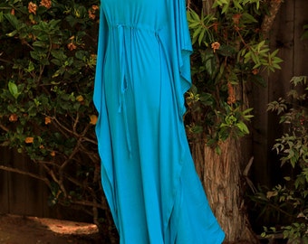 Kaftan Maxi Dress in Teal Jersey Knit - Long Caftan - Lots of Colors