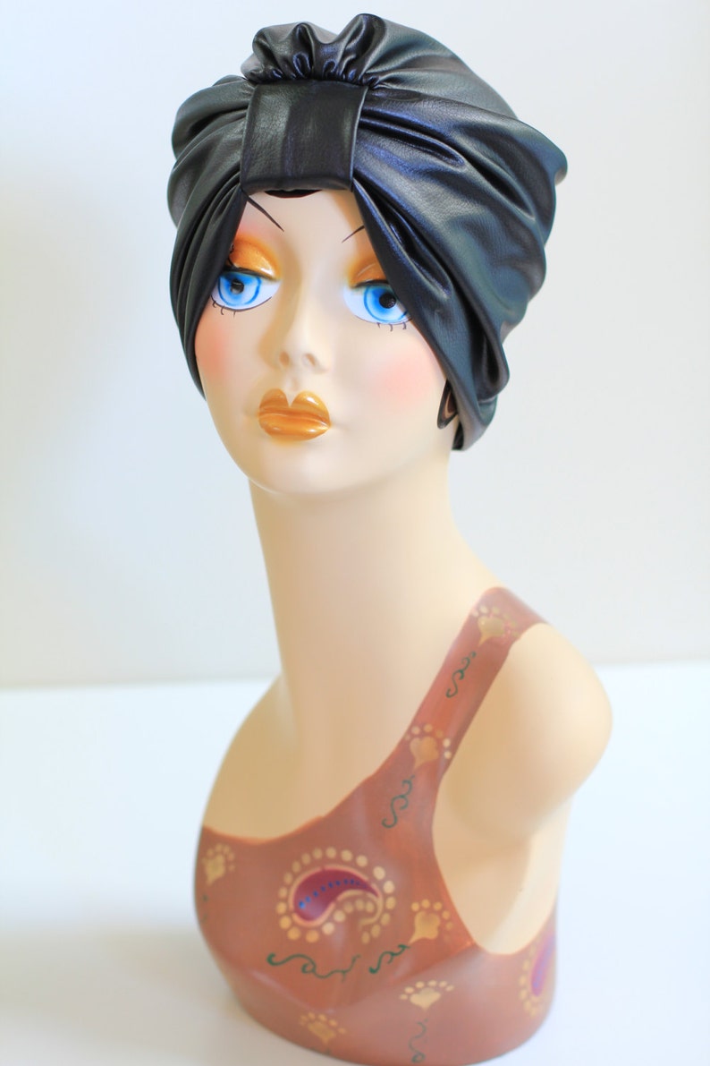 Faux Leather Turban in Black or White by Mademoiselle Mermaid image 4