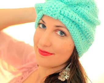 Crochet Turban - Fashion Head Covering in Mint Green