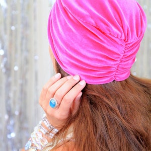 Turban Headwrap in Hot Pink Velvet Women's Fashion Hairwraps Full Turbans Turban Hats Lots of Colors image 4