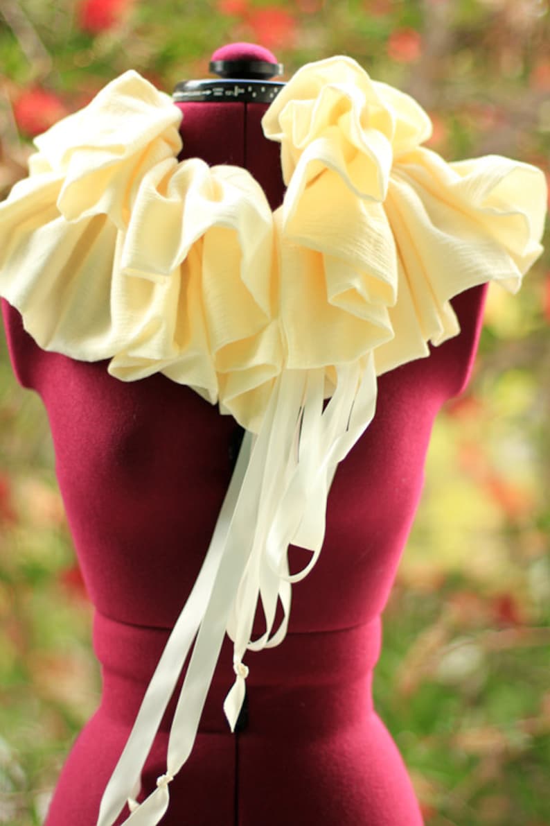 Ruffle Scarf Cream Cotton Gauze Cowl Victorian Fashion Collar image 4