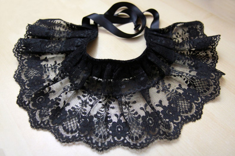 Gothic Black Lace Collar Witch Aesthetic Victorian Inspired Neck Frill Goth Collar Accessories image 8