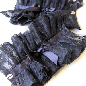 Black Lace Cuffs Victorian Style Wrist Cuff with Tulle Lolita Fashion Gothic Halloween Costume Steampunk Cuffs image 6