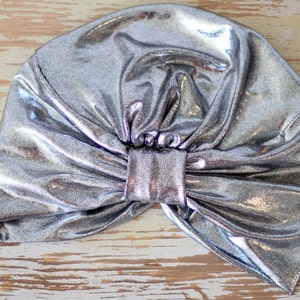 Hair Turban in Silver and Black Metallic Womens Fashion Head Wrap Sparkly Turbans image 2