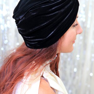 Black Velvet Turban Hat Womens Turban Headwrap Fashion Turbans Lots of Colors image 3