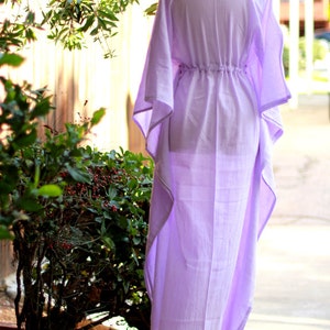 Caftan Maxi Dress Beach Cover Up Kaftan in Lavender Cotton Gauze Women's Maxi Dresses image 3