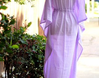 KoC Women's Kaftan Maxi Dress - Embroidered Georgette Farasha Caftan With Slip, Free Size (US 6-20), 58-60" Length - View #9