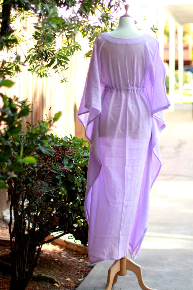Caftan Maxi Dress Beach Cover Up Kaftan in Lavender Cotton Gauze Women's Maxi Dresses image 3