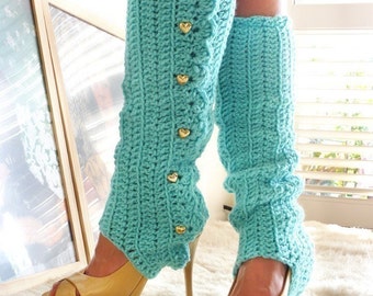 Leg Warmers with Stirrups - Aqua - Lots of Colors