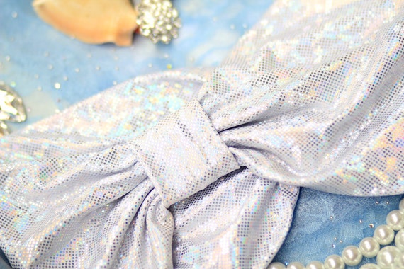 Turban Headband in White Iridescent Metallic - Women