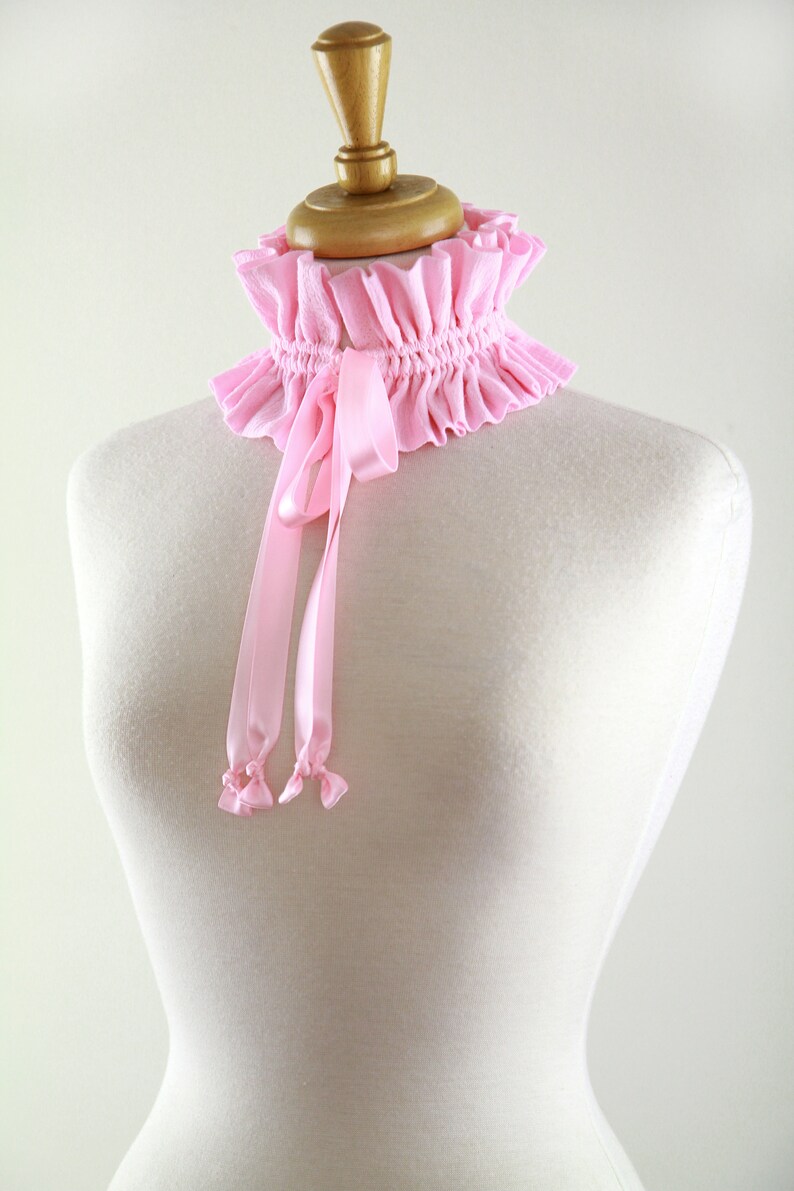 Cottagecore Collar in Pink Cotton Gauze Victorian Style Choker or Neck Ruff Pink Aesthetic Fashion Accessories Lots of Colors image 4