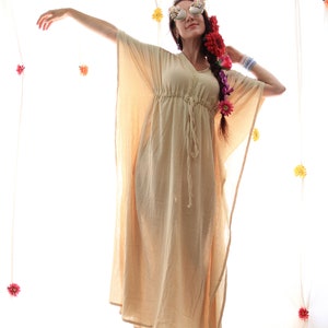 Caftan Maxi Dress Beach Cover Up Kaftan in Natural Cotton Gauze Lots of Colors image 5