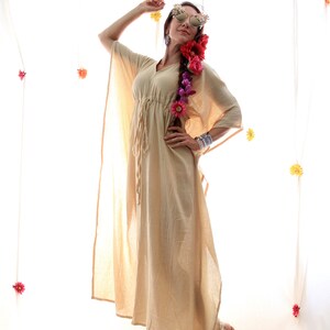 Caftan Maxi Dress Beach Cover Up Kaftan in Natural Cotton Gauze Lots of Colors image 4