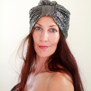 Copper and Black Sequin Turban by Mademoiselle Mermaid image 8